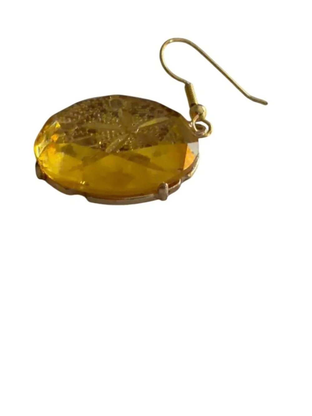 Vintage Gold Tone Sand Dollar Dangle Earrings Honey Amber Acrylic Beach Coastal